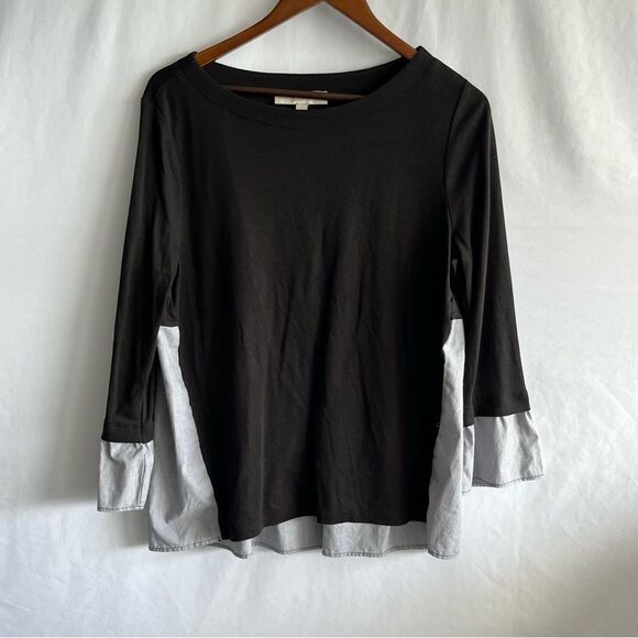 Women's Loft Black & White Long Sleeve Top - Picture 2 of 6